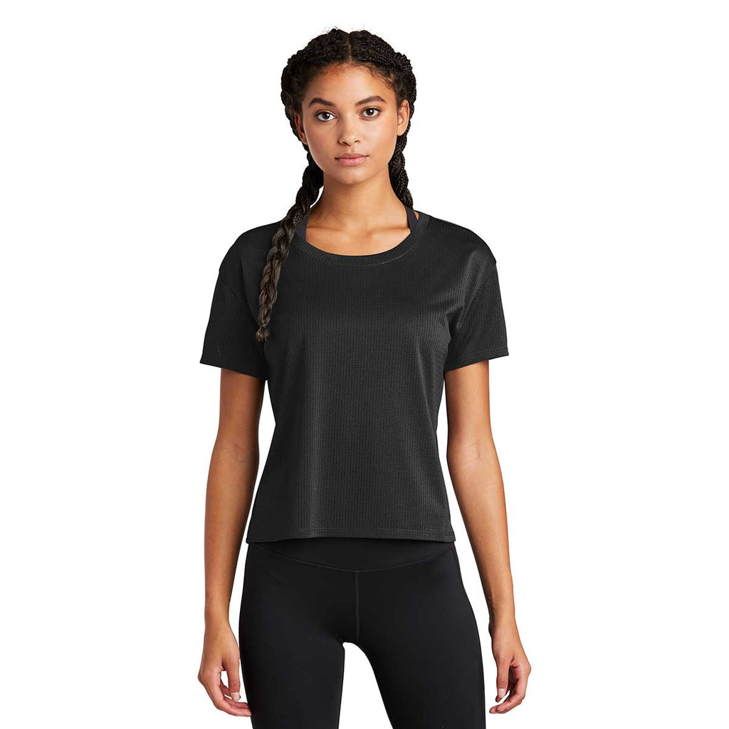 Sport-Tek Women's Black PosiCharge Tri-Blend Wicking Draft Crop Tee