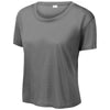 Sport-Tek Women's Dark Grey PosiCharge Tri-Blend Wicking Draft Crop Tee