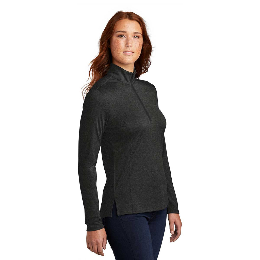 Sport-Tek Women's Black Heather Endeavor 1/4 Zip Pullover