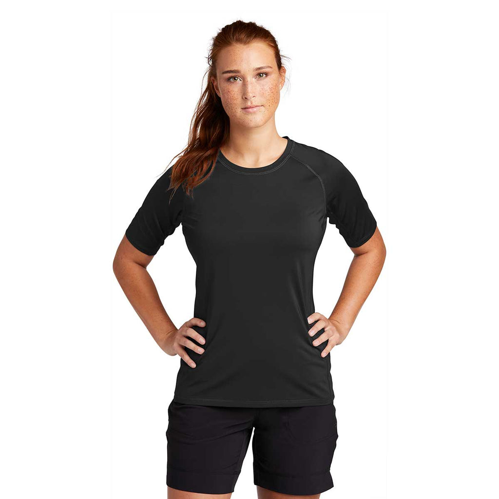 Sport-Tek Women's Black Short Sleeve Rashguard Tee