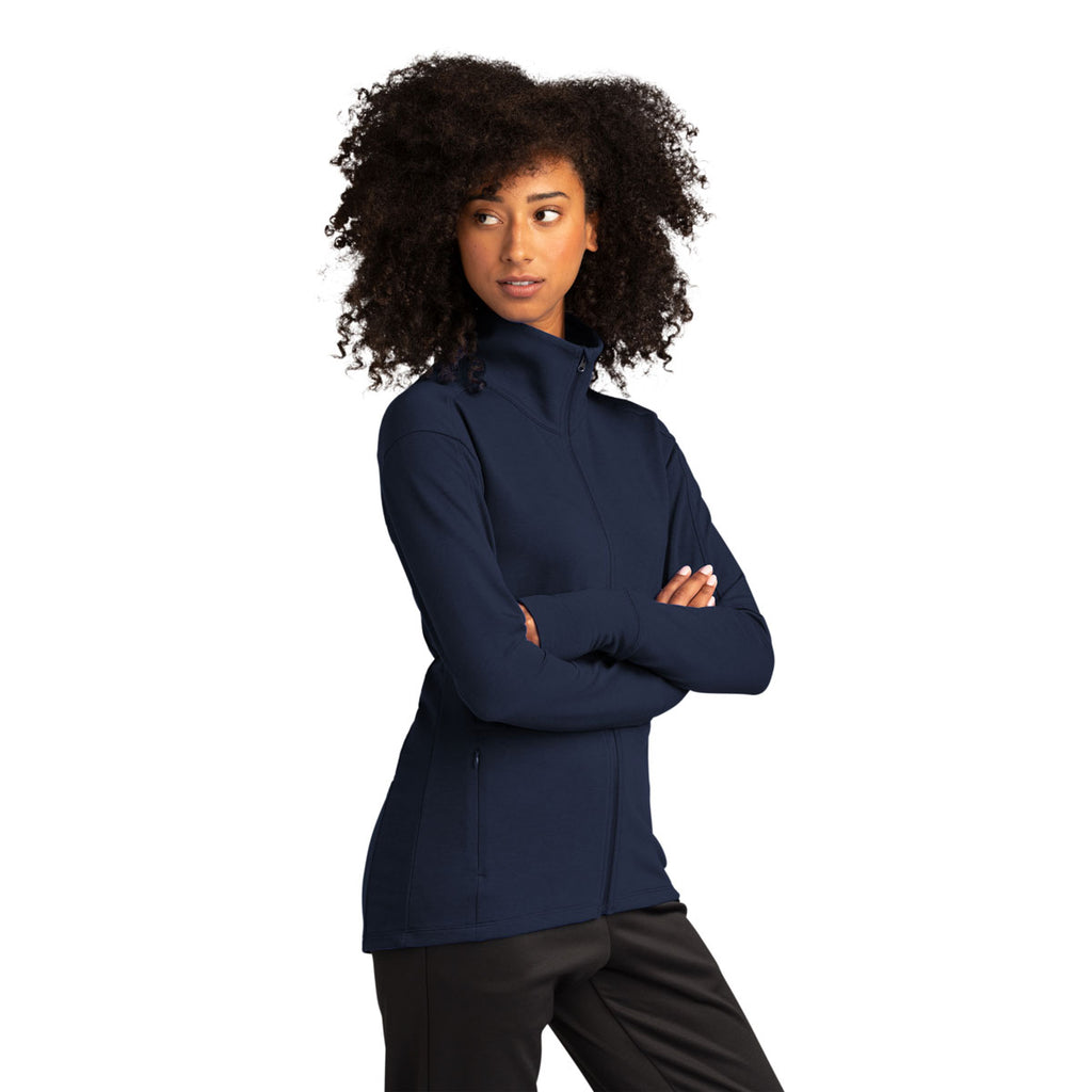 Sport-Tek Women's True Navy Sport-Wick Flex Fleece Full-Zip