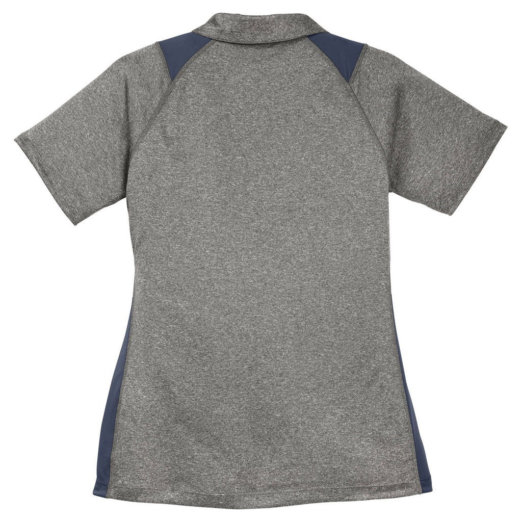 Sport-Tek Women's Vintage Heather/True Navy Heather Colorblock Contender Polo