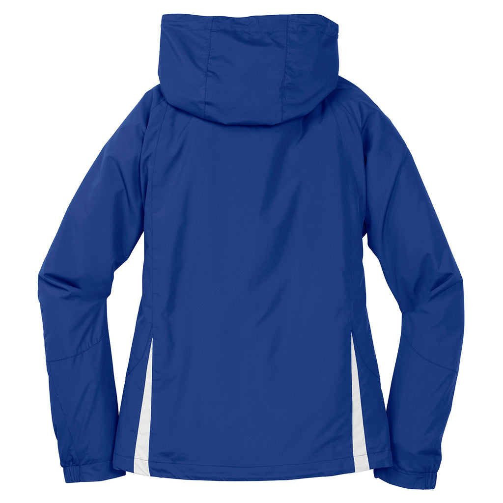 Sport-Tek Women's True Royal/White Colorblock Hooded Raglan Jacket