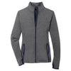 Sport-Tek Women's Charcoal Grey Heather/True Navy Sport-Wick Stretch Contrast Full-Zip Jacket