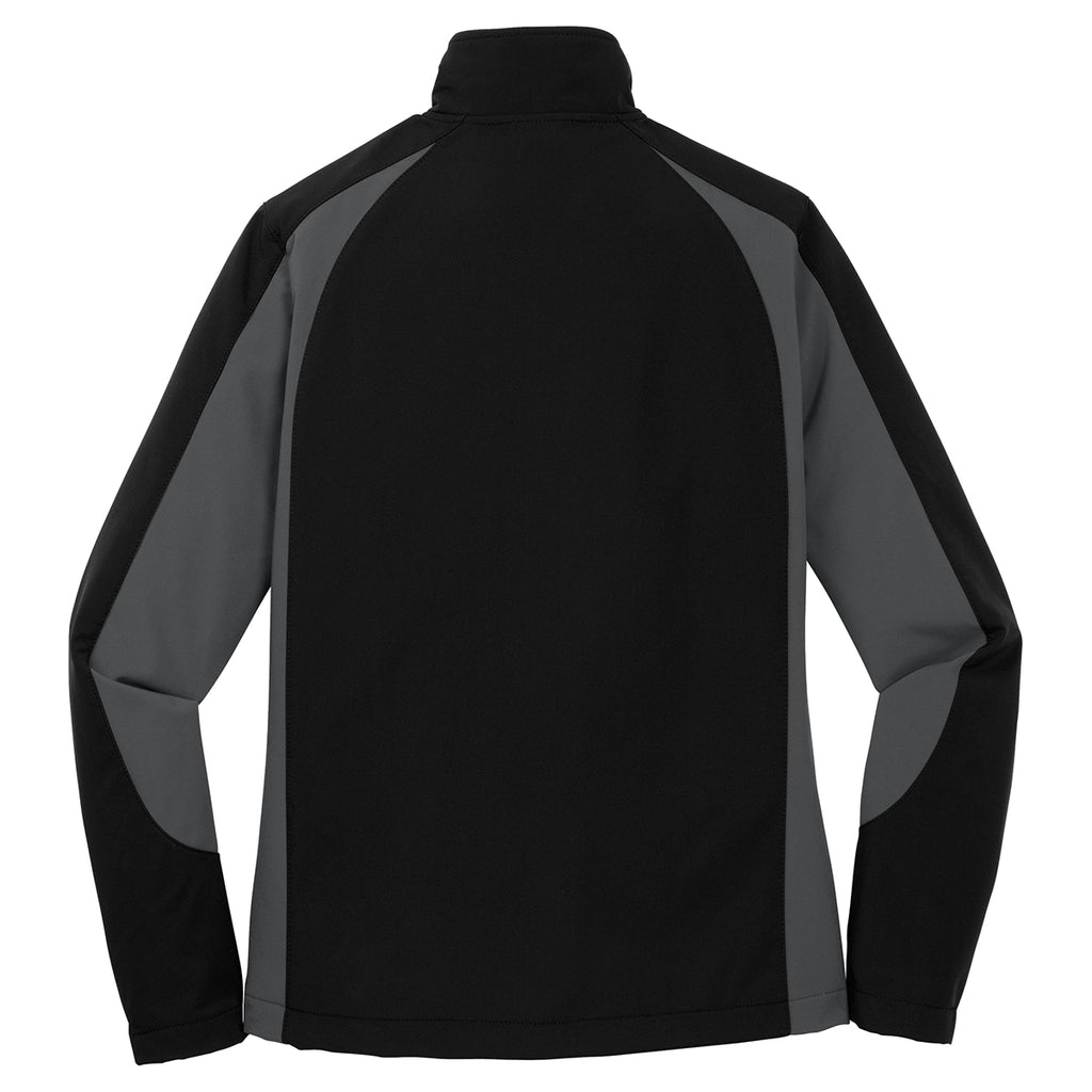 Sport-Tek Women's Black/Iron Grey Colorblock Soft Shell Jacket