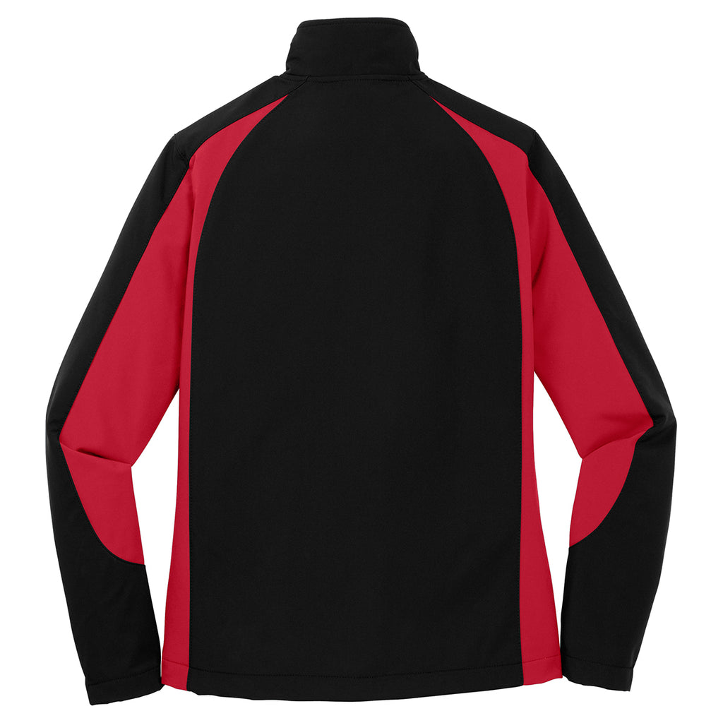 Sport-Tek Women's Black/True Red Colorblock Soft Shell Jacket