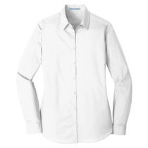 Port Authority Women's White Long Sleeve Carefree Poplin Shirt