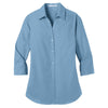 Port Authority Women's Carolina Blue 3/4-Sleeve Carefree Poplin Shirt