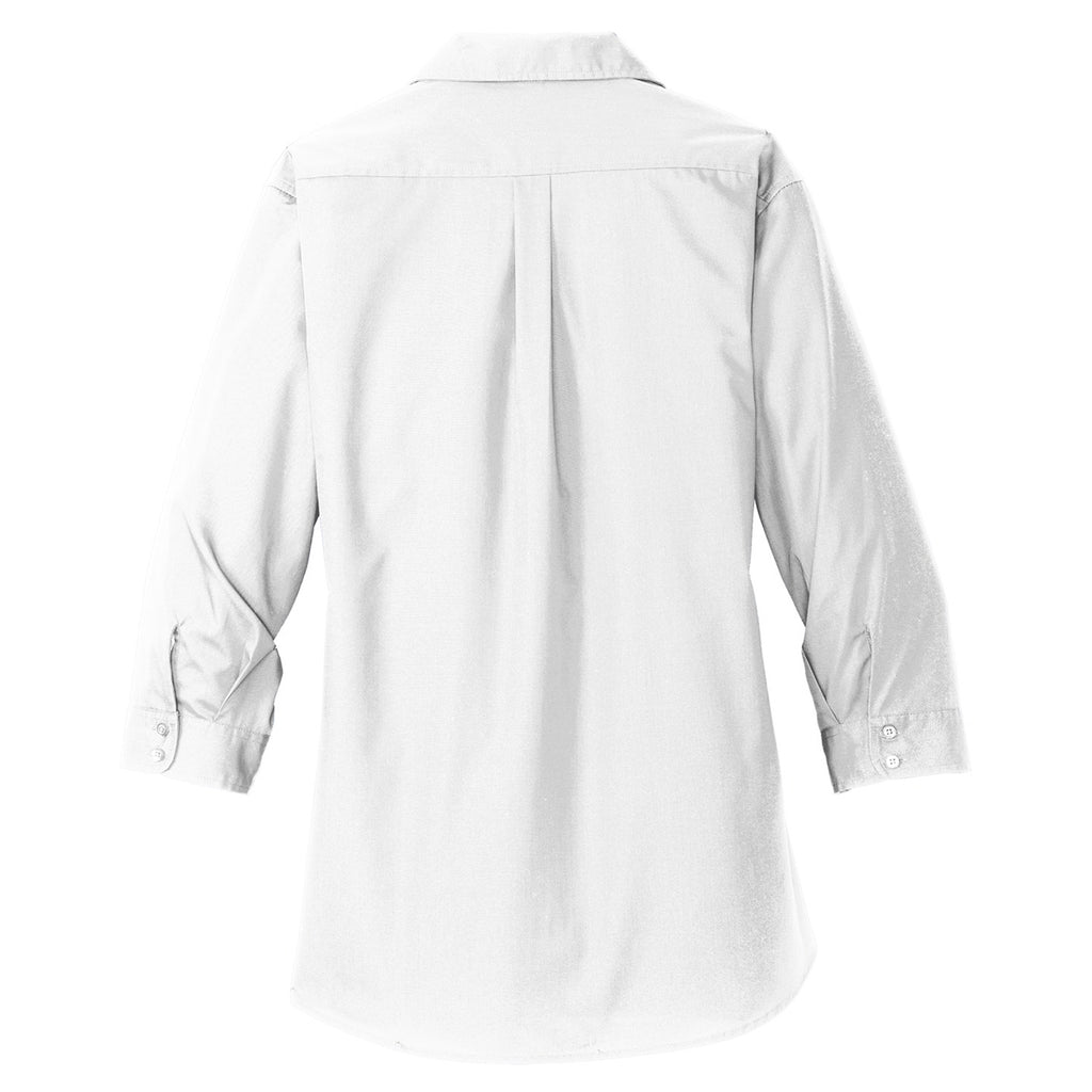 Port Authority Women's White 3/4-Sleeve Carefree Poplin Shirt