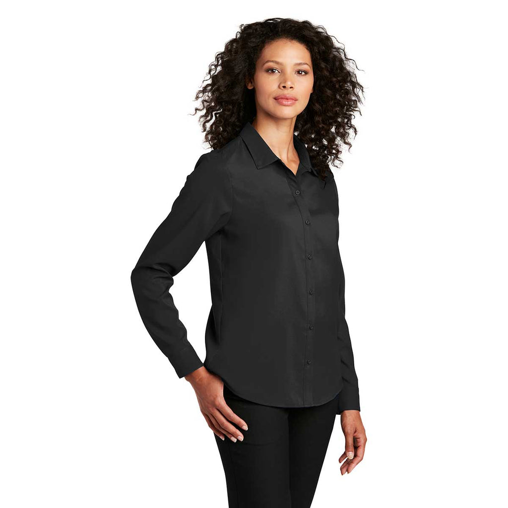 Port Authority Women's Black Long Sleeve Performance Staff Shirt