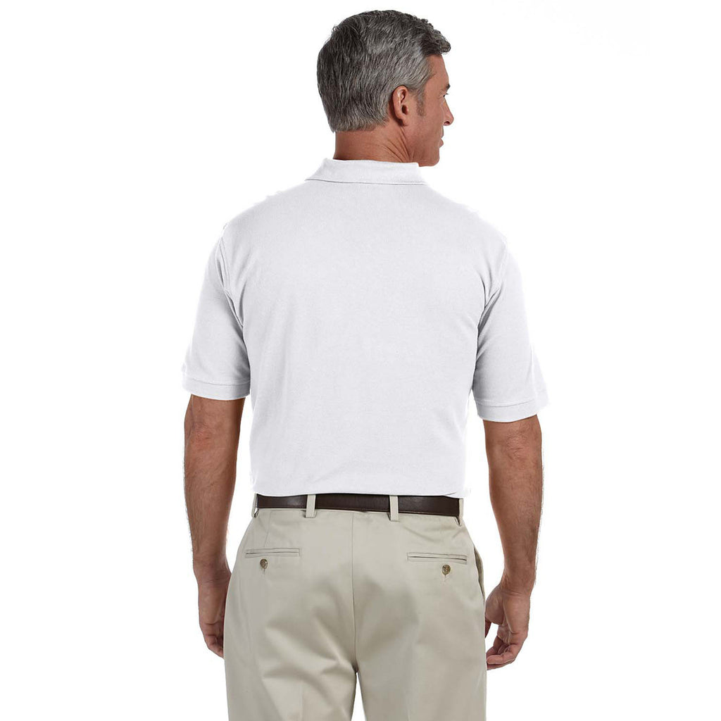 Harriton Men's White 6 oz. Ringspun Cotton Pique Short-Sleeve Polo