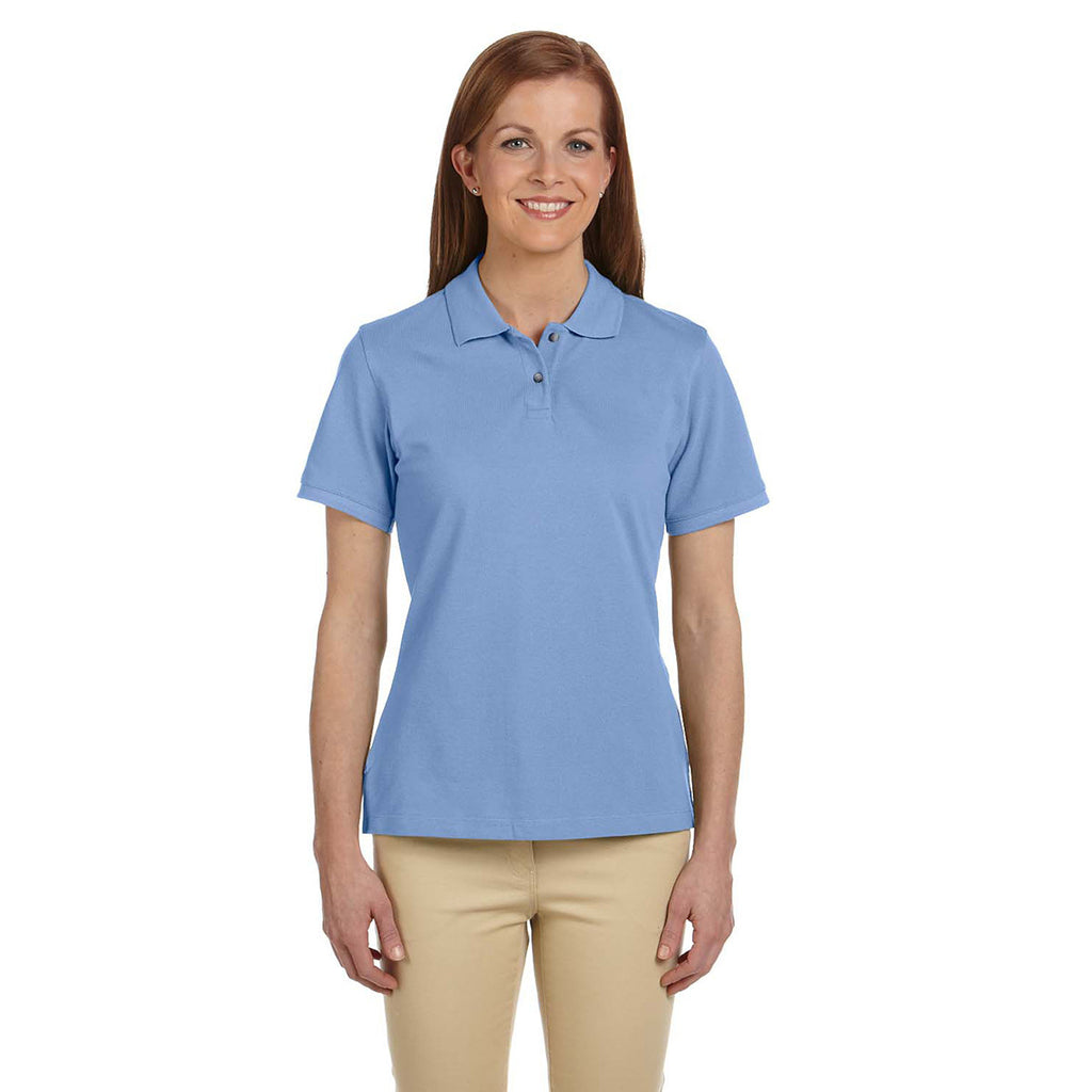 Harriton Women's Light College Blue 6 oz. Ringspun Cotton Pique Short-Sleeve Polo