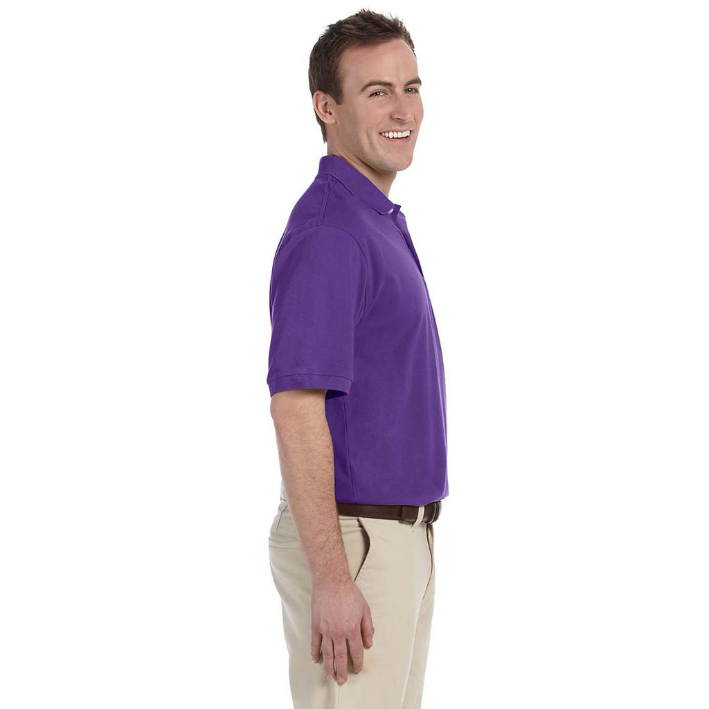 Harriton Men's Team Purple 5.6 oz. Easy Blend Polo