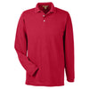 Harriton Men's Red 5.6 oz. Easy Blend Long-Sleeve Polo