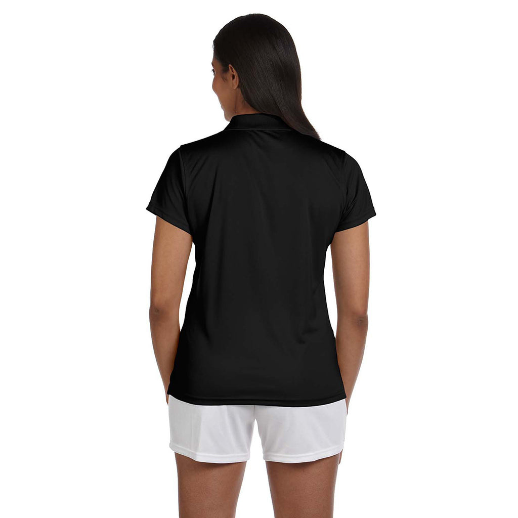 Harriton Women's Black 4 oz. Polytech Polo