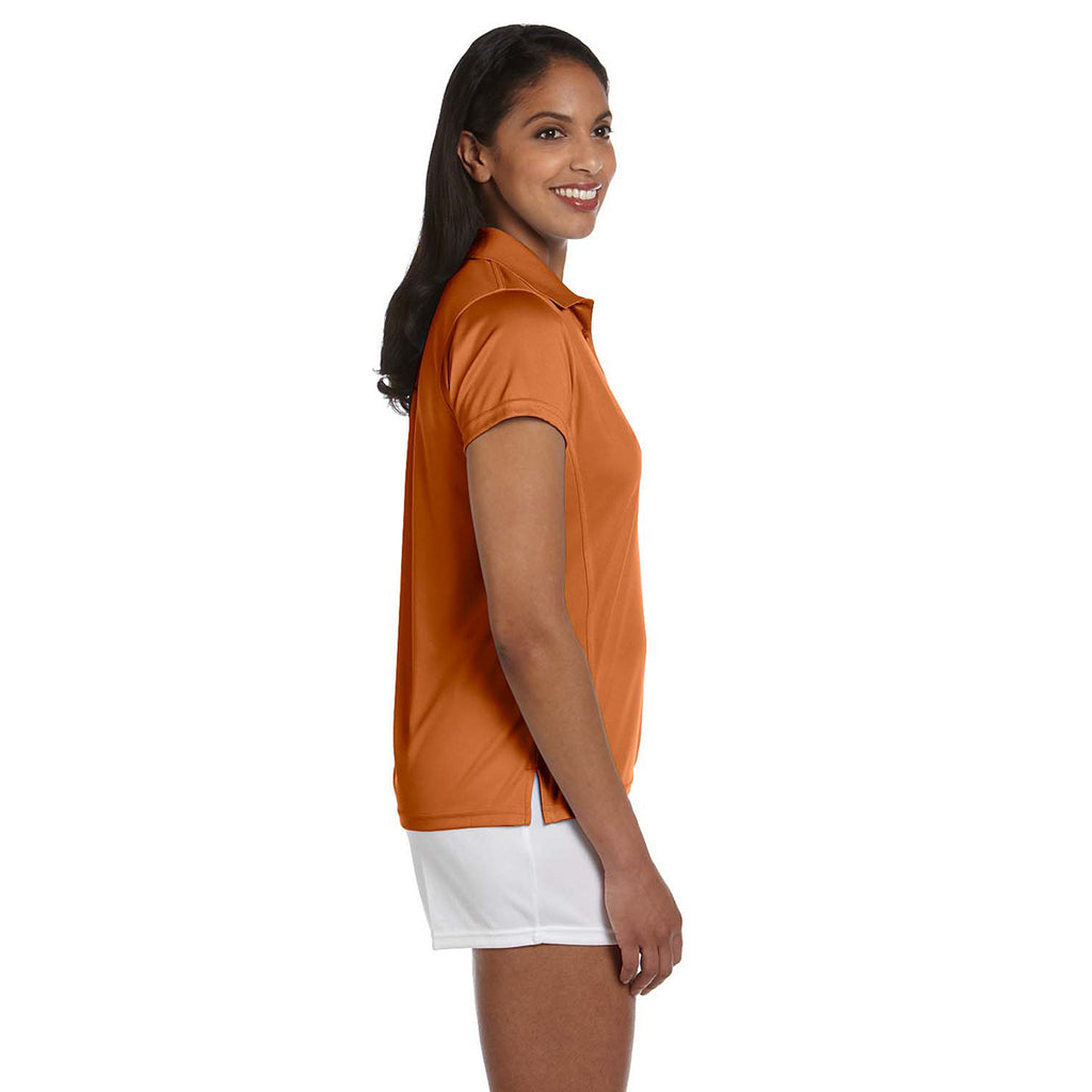 Harriton Women's Texas Orange 4 oz. Polytech Polo