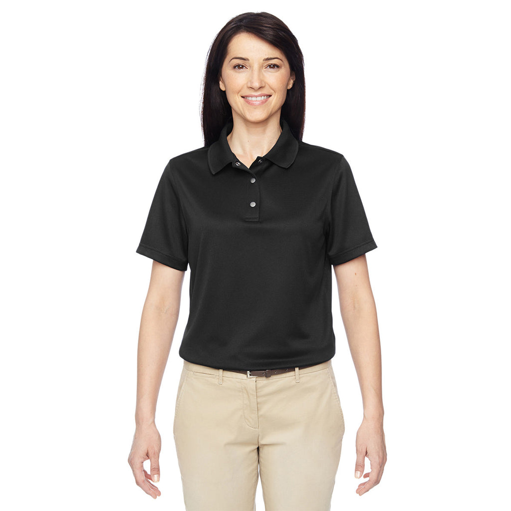 Harriton Women's Black Advantage IL Snap Placket Performance Polo