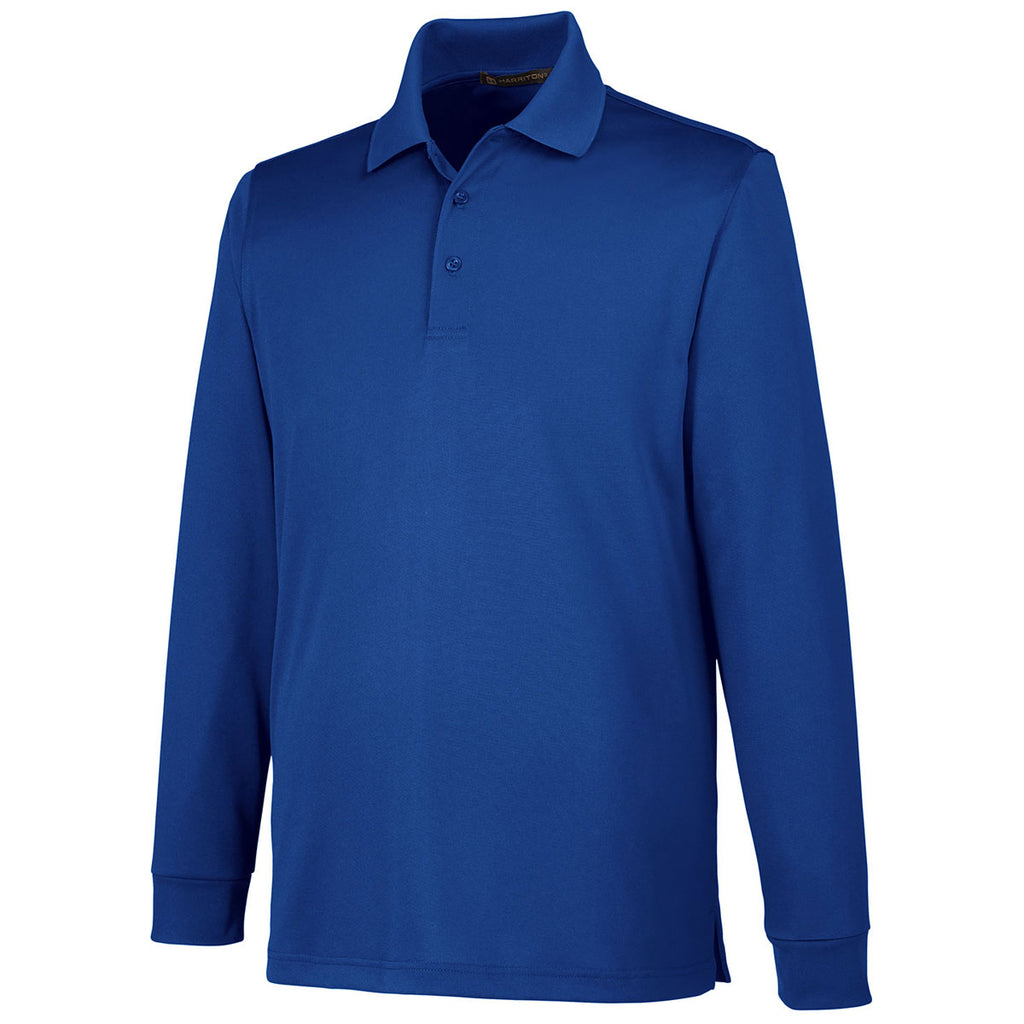 Harriton Men's True Royal Advantage Snag Protection Plus Long Sleeve Polo