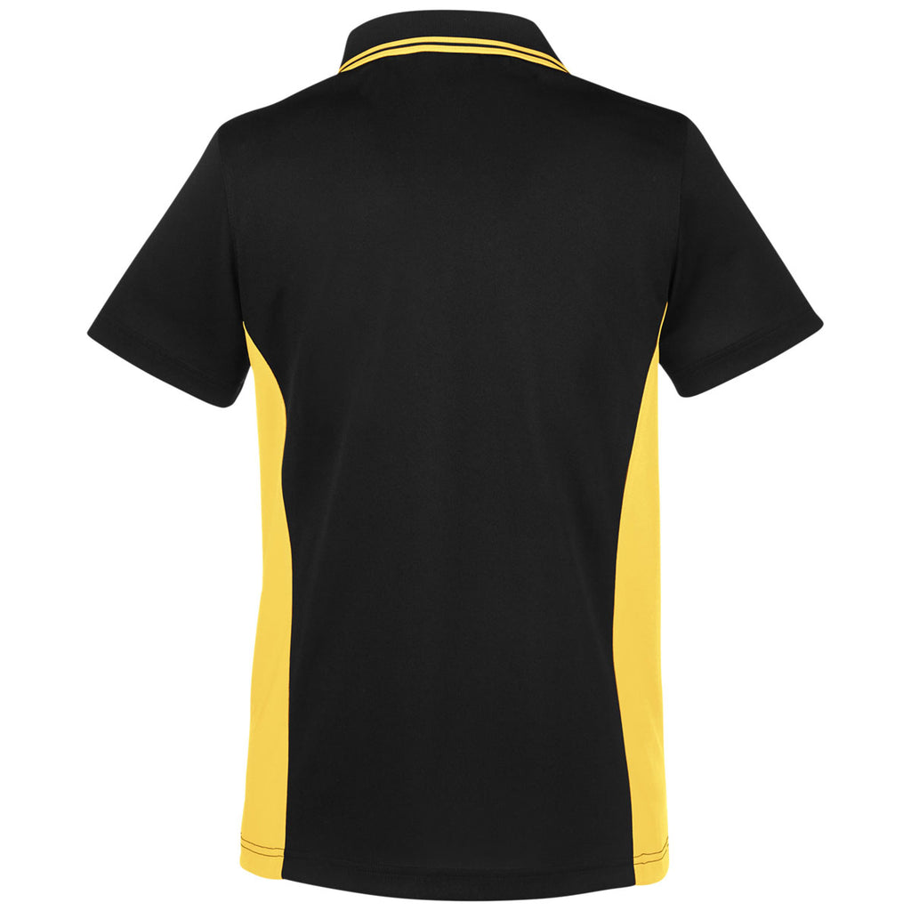 Harriton Women's Black/ Sunray Yellow Flash Snag Protection Plus Colorblock Polo