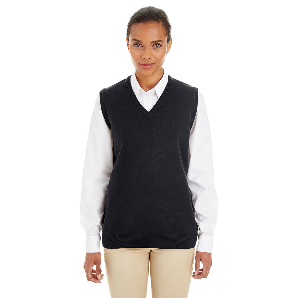 Harriton Women's Black Pilbloc V-Neck Sweater Vest