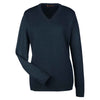 Harriton Women's Dark Navy Pilbloc V-Neck Sweater