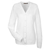 Harriton Women's White Pilbloc V-Neck Button Cardigan Sweater