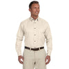 Harriton Men's Creme Easy Blend Long-Sleeve Twill Shirt with Stain-Release