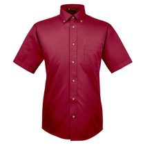 Harriton Men's Wine Easy Blend Short-Sleeve Twill Shirt with Stain-Release