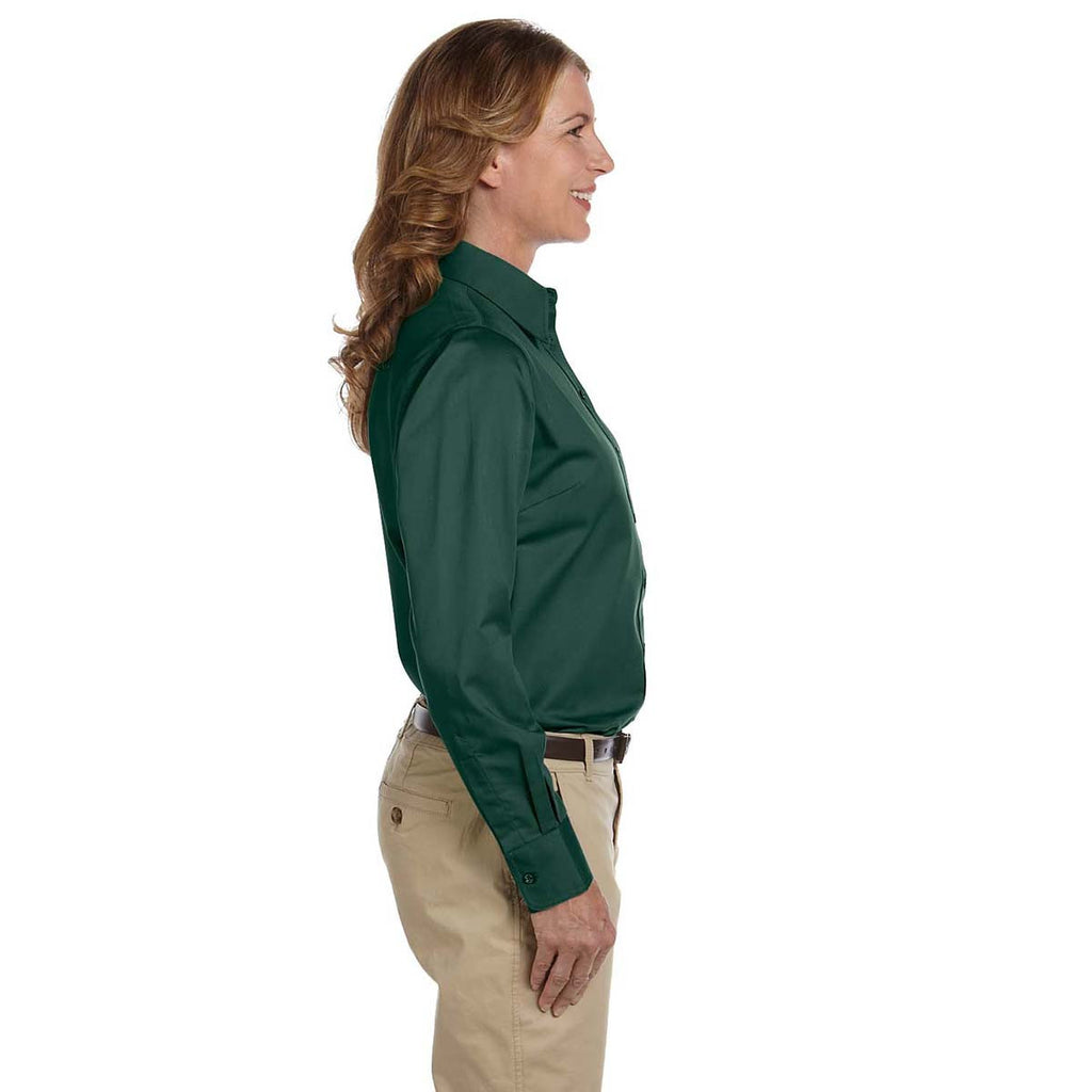 Harriton Women's Hunter Easy Blend Long-Sleeve Twill Shirt with Stain-Release