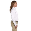 Harriton Women's White Easy Blend Long-Sleeve Twill Shirt with Stain-Release