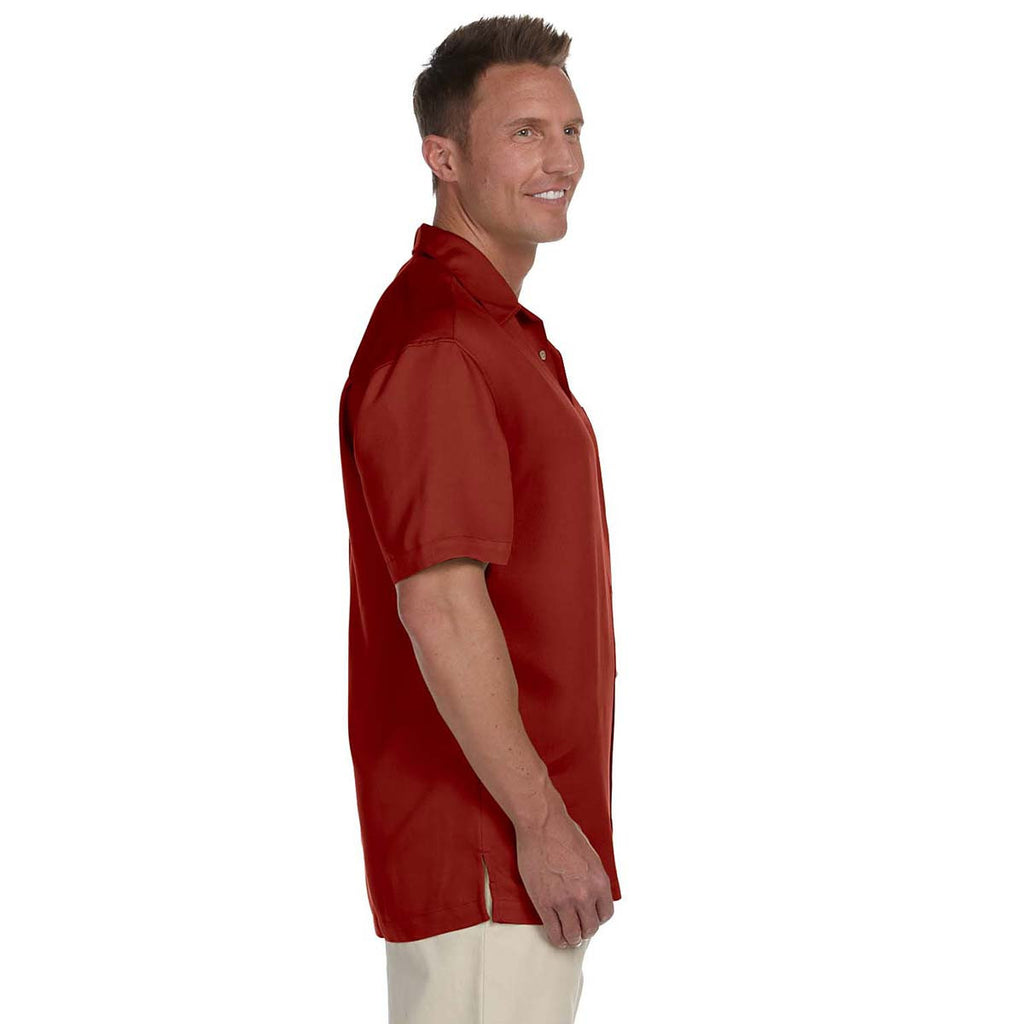 Harriton Men's Tile Red Bahama Cord Camp Shirt