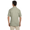 Harriton Men's Green Mist/Creme Two-Tone Bahama Cord Camp Shirt