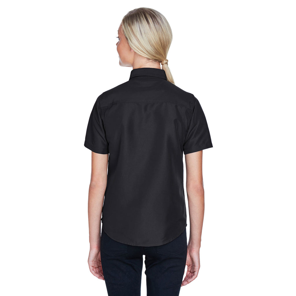 Harriton Women's Black Key West Short-Sleeve Performance Staff Shirt