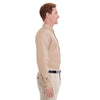 Harriton Men's Khaki Foundation 100% Cotton Long-Sleeve Twill Shirt with Teflon