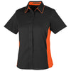 Harriton Women's Black/ Team Orange Flash Colorblock Short Sleeve Shirt