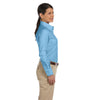 Harriton Women's Light Blue Long-Sleeve Oxford with Stain-Release