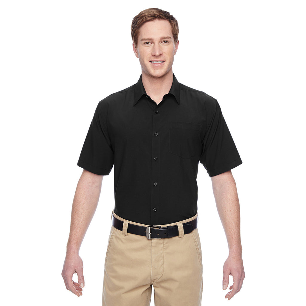 Harriton Men's Black Paradise Short-Sleeve Performance Shirt