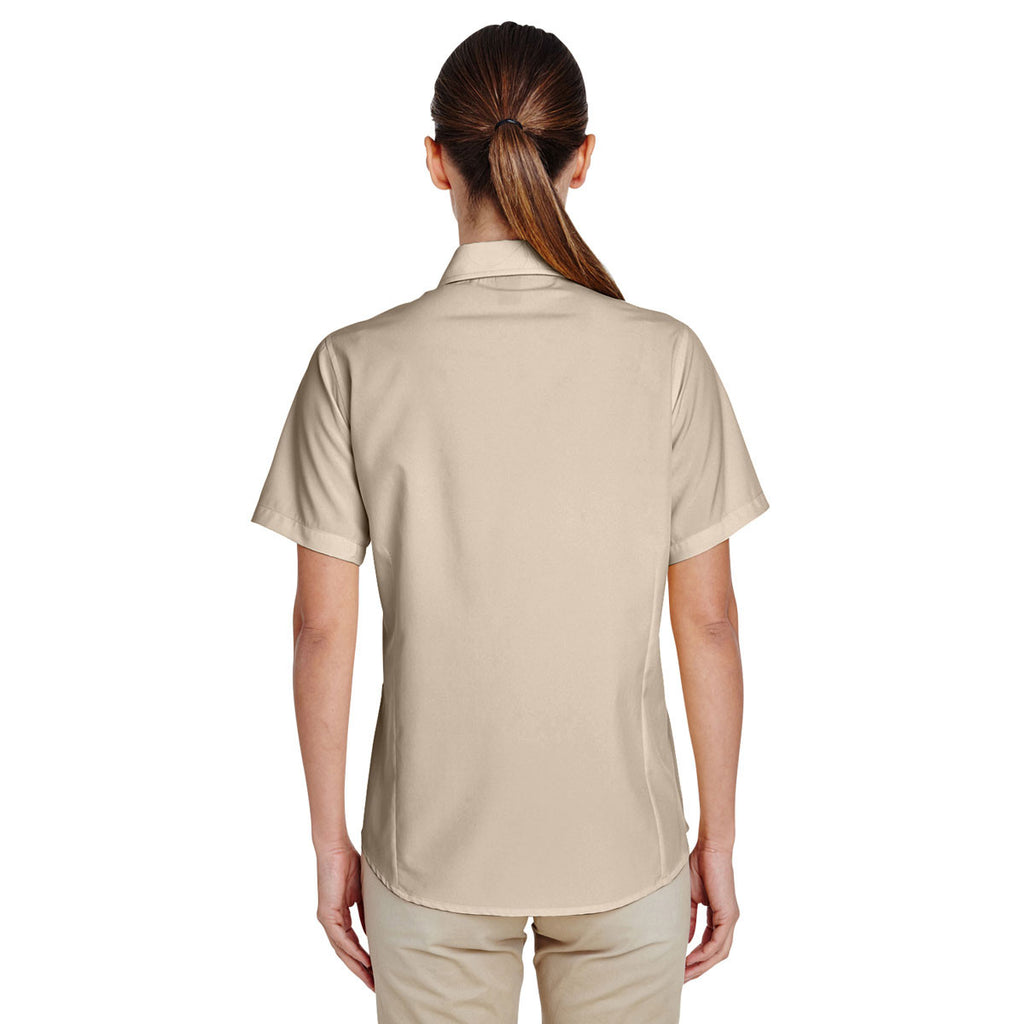 Harriton Women's Khaki Paradise Short-Sleeve Performance Shirt