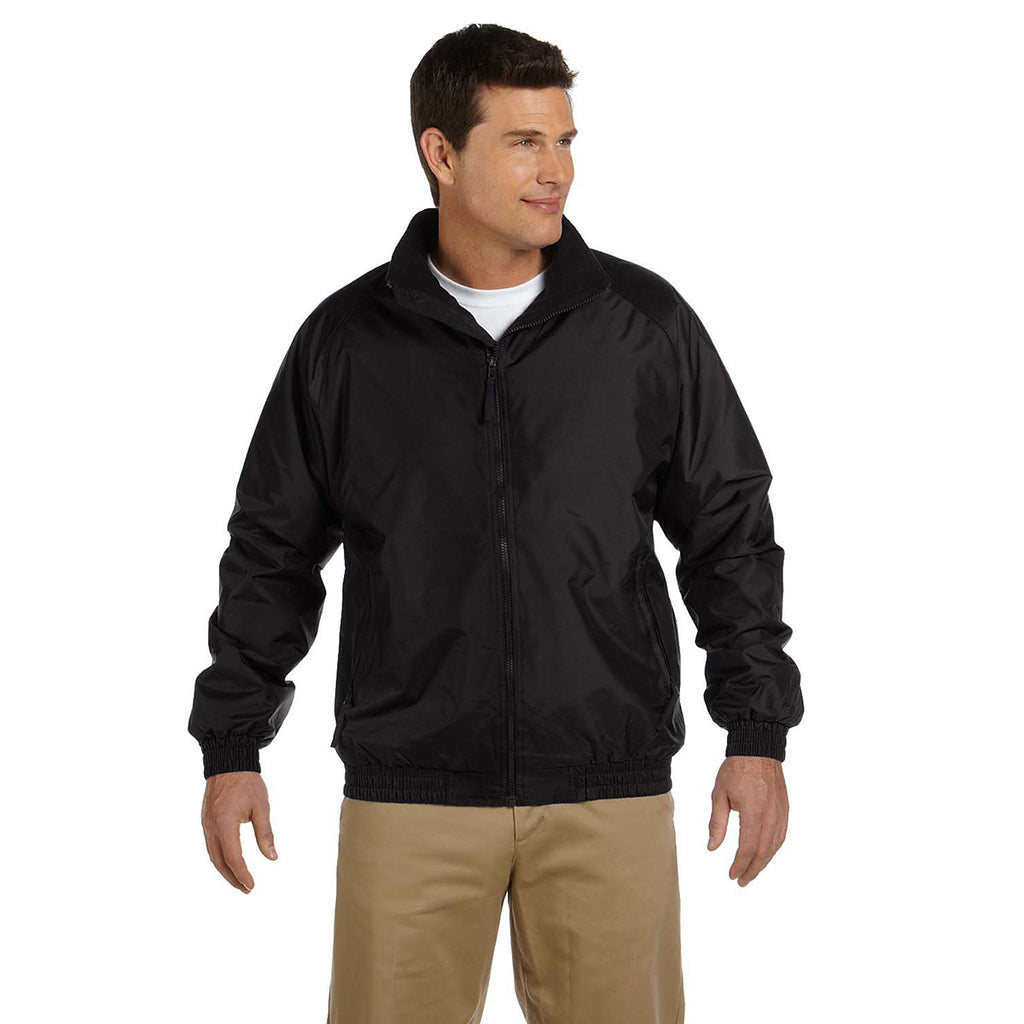 Harriton Men's Black/Black Fleece-Lined Nylon Jacket