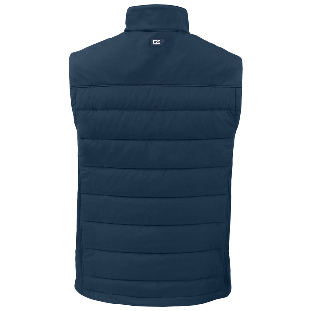 Cutter & Buck Men's Navy Blue Evoke Hybrid Eco Softshell Recycled Full Zip Vest