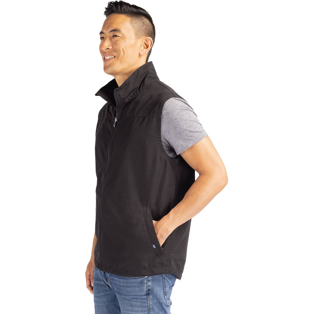 Cutter & Buck Men's Black Charter Eco Recycled Full-Zip Vest