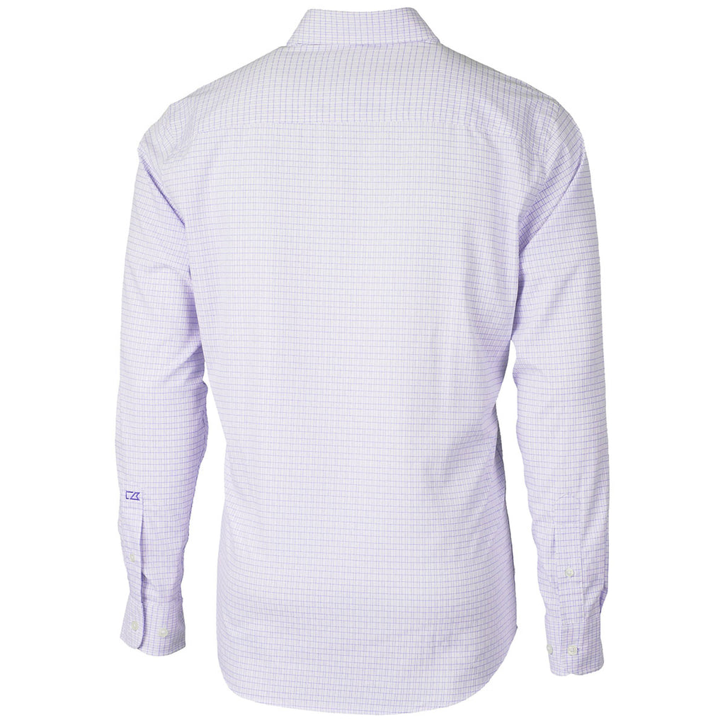 Cutter & Buck Men's College Purple Versatech Tattersall Stretch Long Sleeve