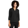 Mercer+Mettle Women's Deep Black Stretch Crepe 3/4 Sleeve Blouse