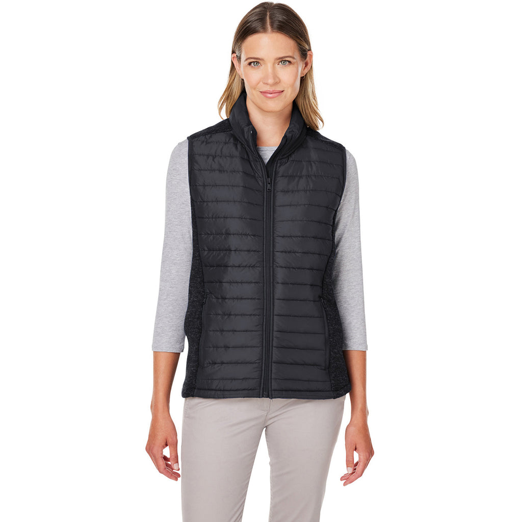 Nautica Women's Black/Black Heather Harbor Puffer Vest