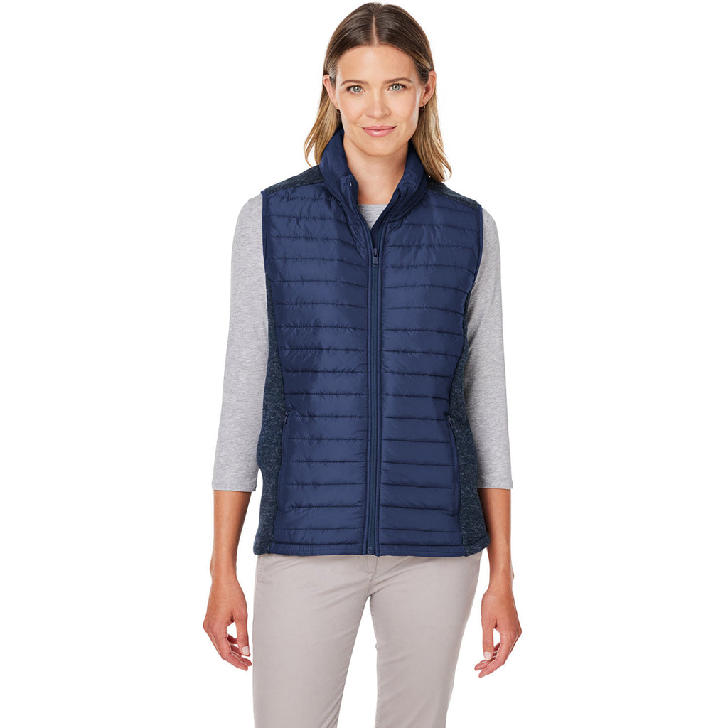 Nautica Women's Nautical Navy/Nautical Navy Heather Harbor Puffer Vest