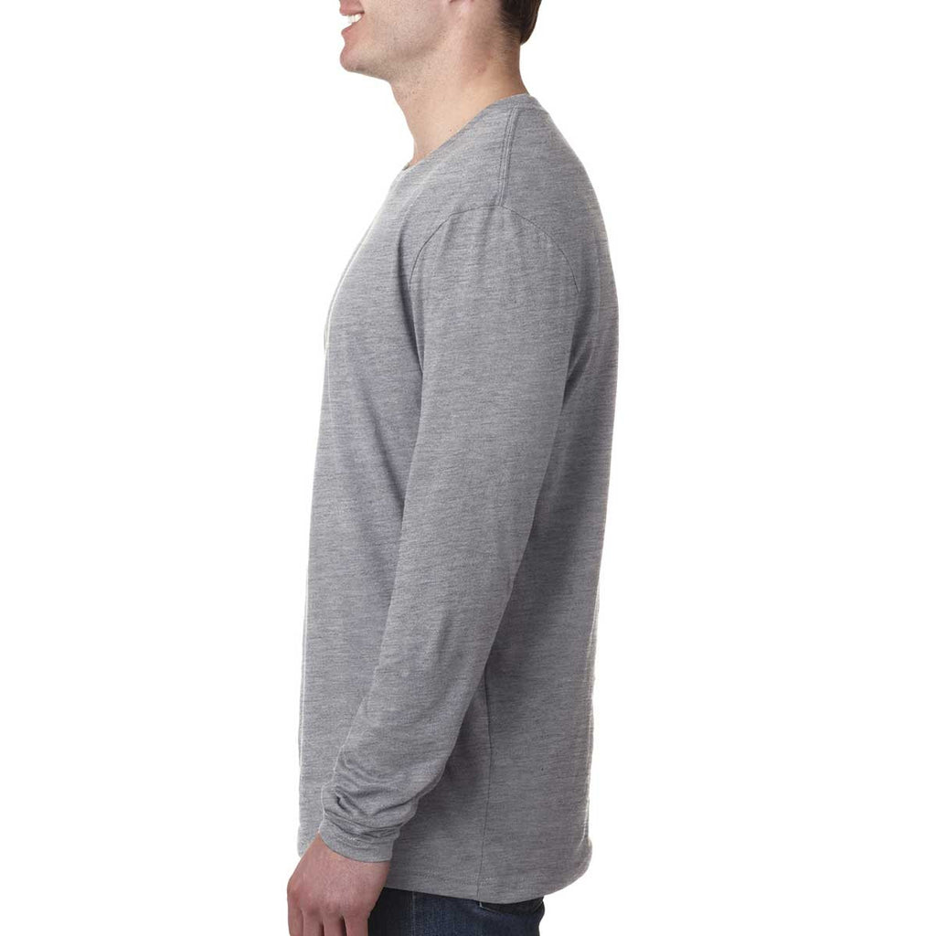 Next Level Men's Heather Grey Premium Fitted Long-Sleeve Crew Tee