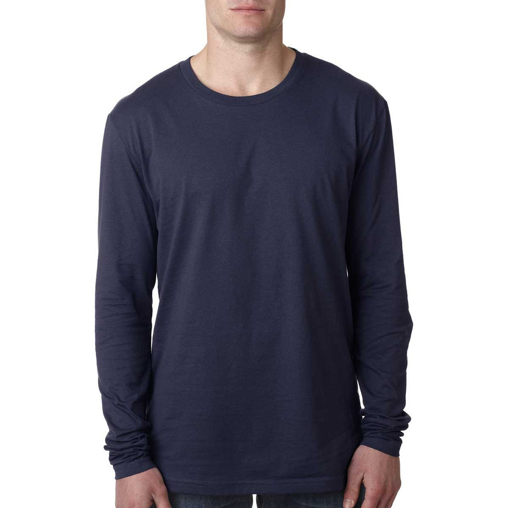 Next Level Men's Midnight Navy Premium Fitted Long-Sleeve Crew Tee