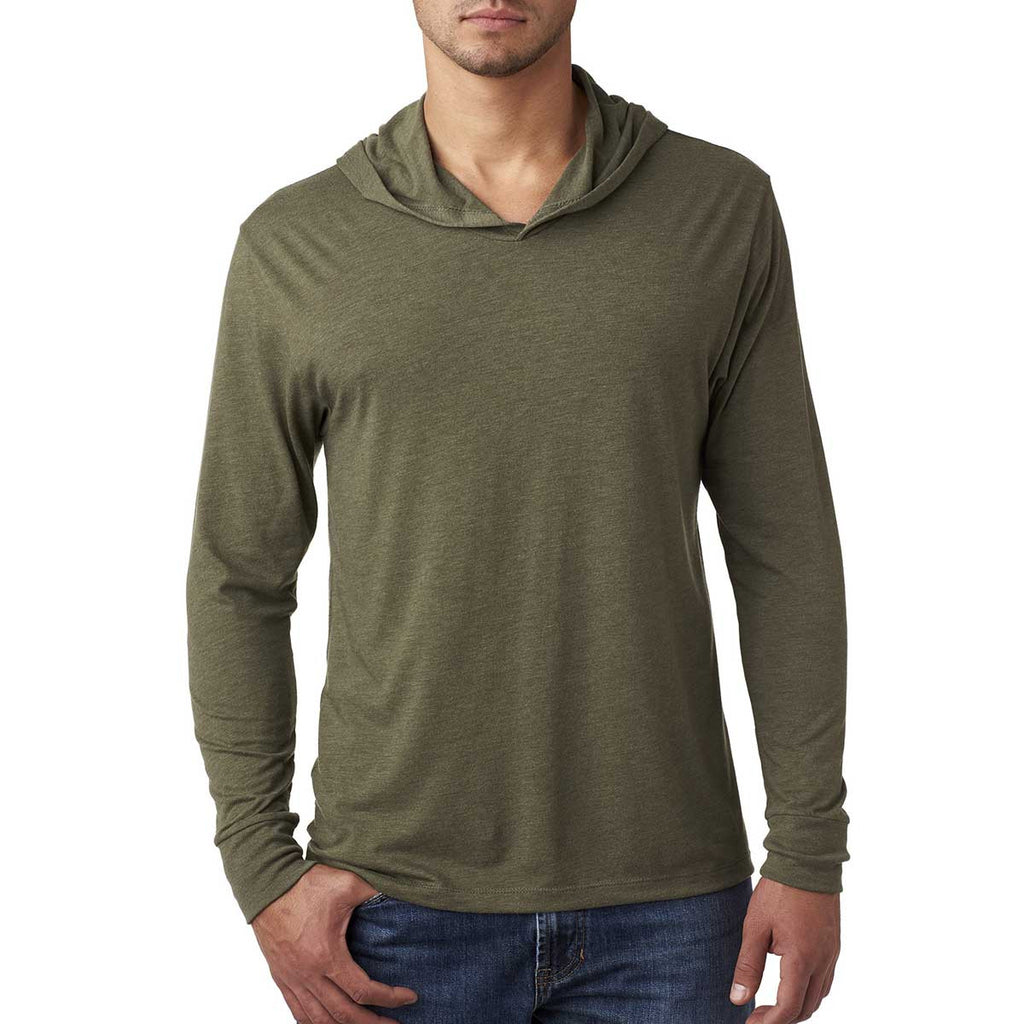 Next Level Unisex Military Green Triblend Long Sleeve Hoodie