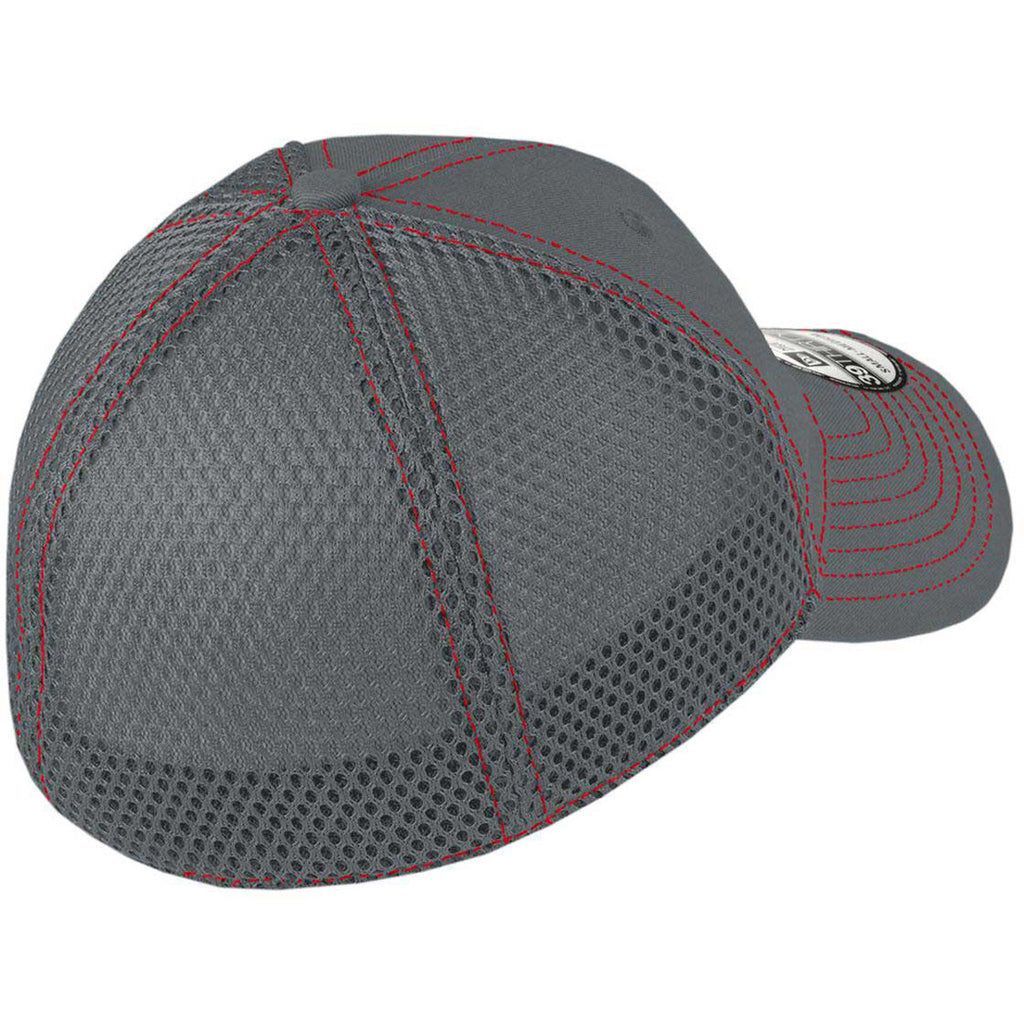 New Era 39THIRTY Graphite/Red Stretch Mesh Contrast Stitch Cap