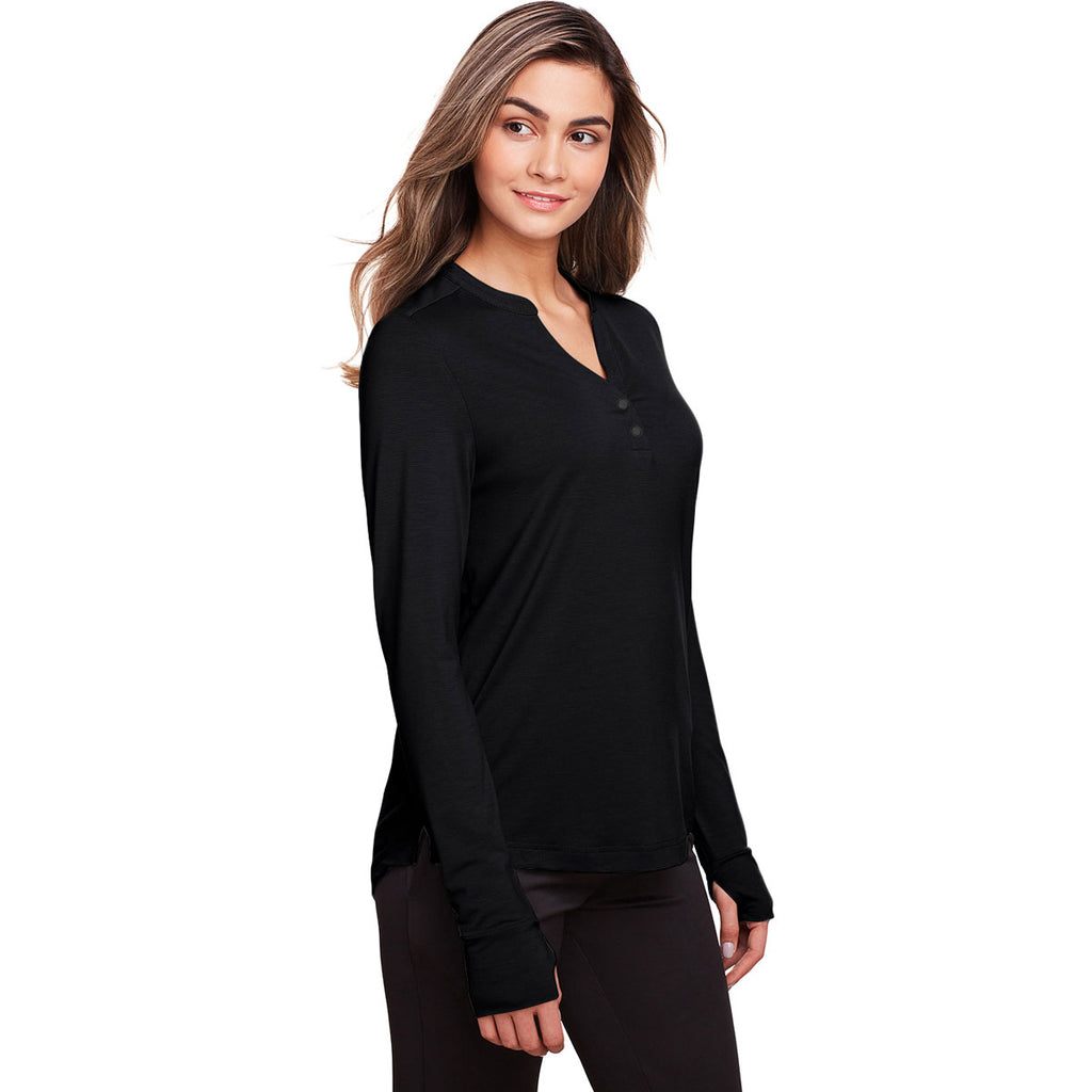 North End Women's Black Jaq Snap-Up Stretch Performance Pullover